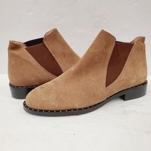 NEW Patricia Green Palma Tan Suede Studded Ankle Boot